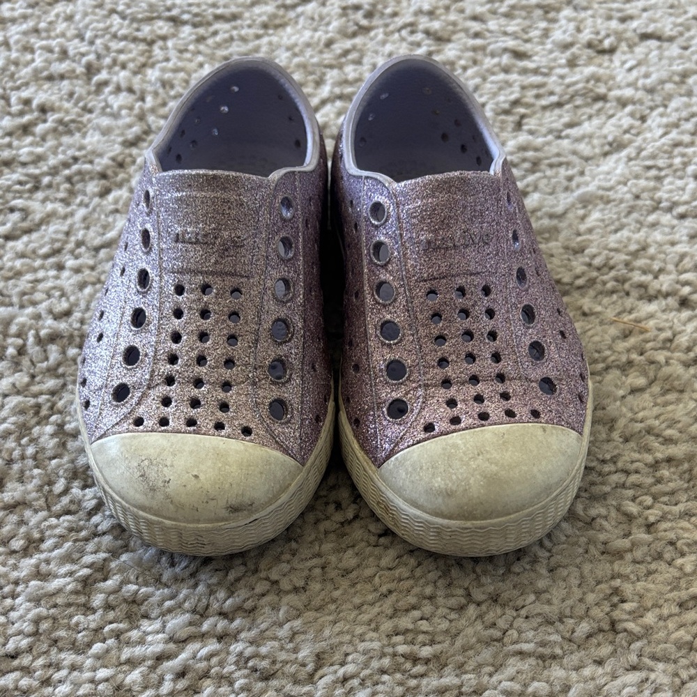 Native Kids Glittery Purple Slip-On Sneakers